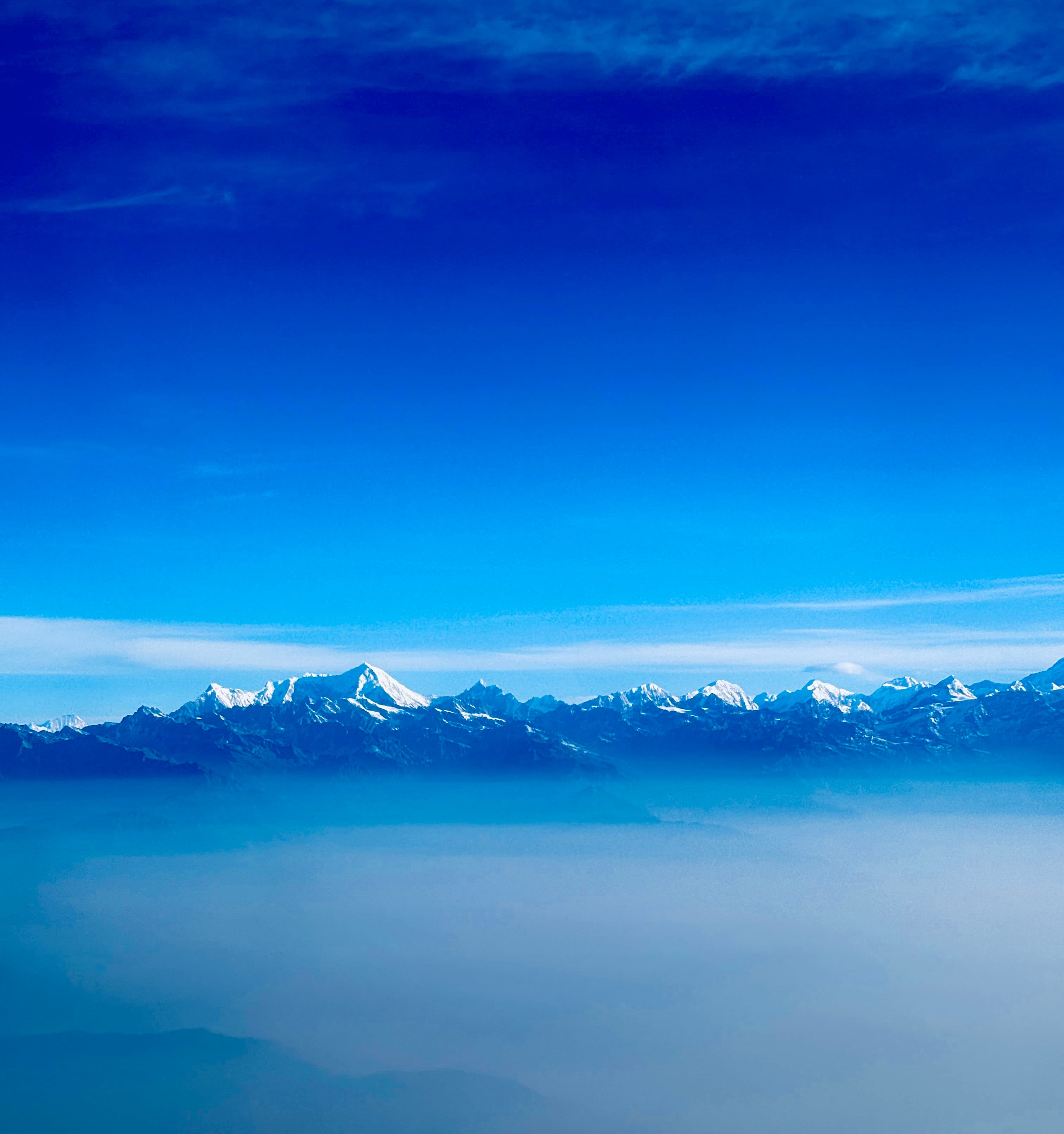 Aerial view of a snow-capped mountain range