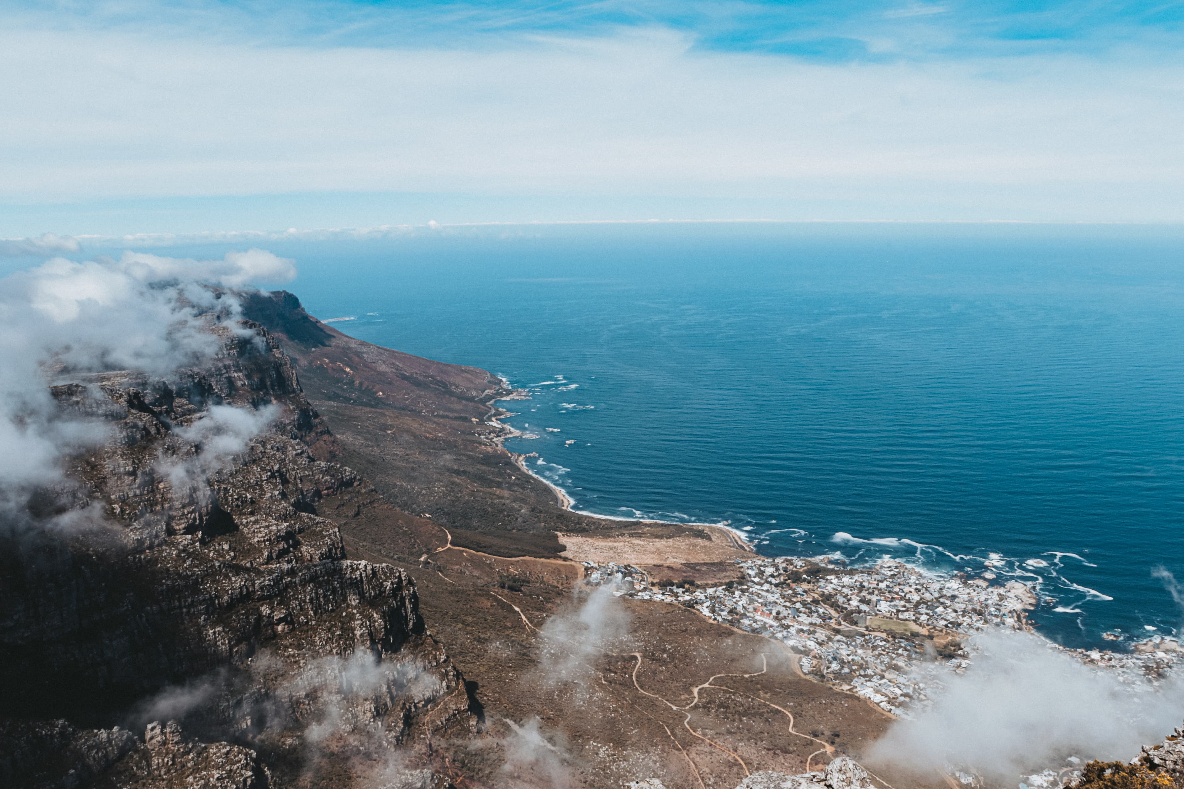 Aerial view of the Cape Town coastline