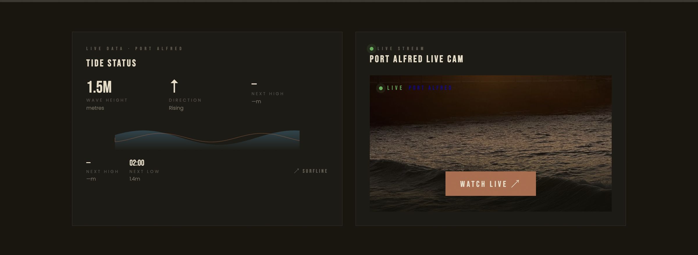 Surf school conditions widget and family archive