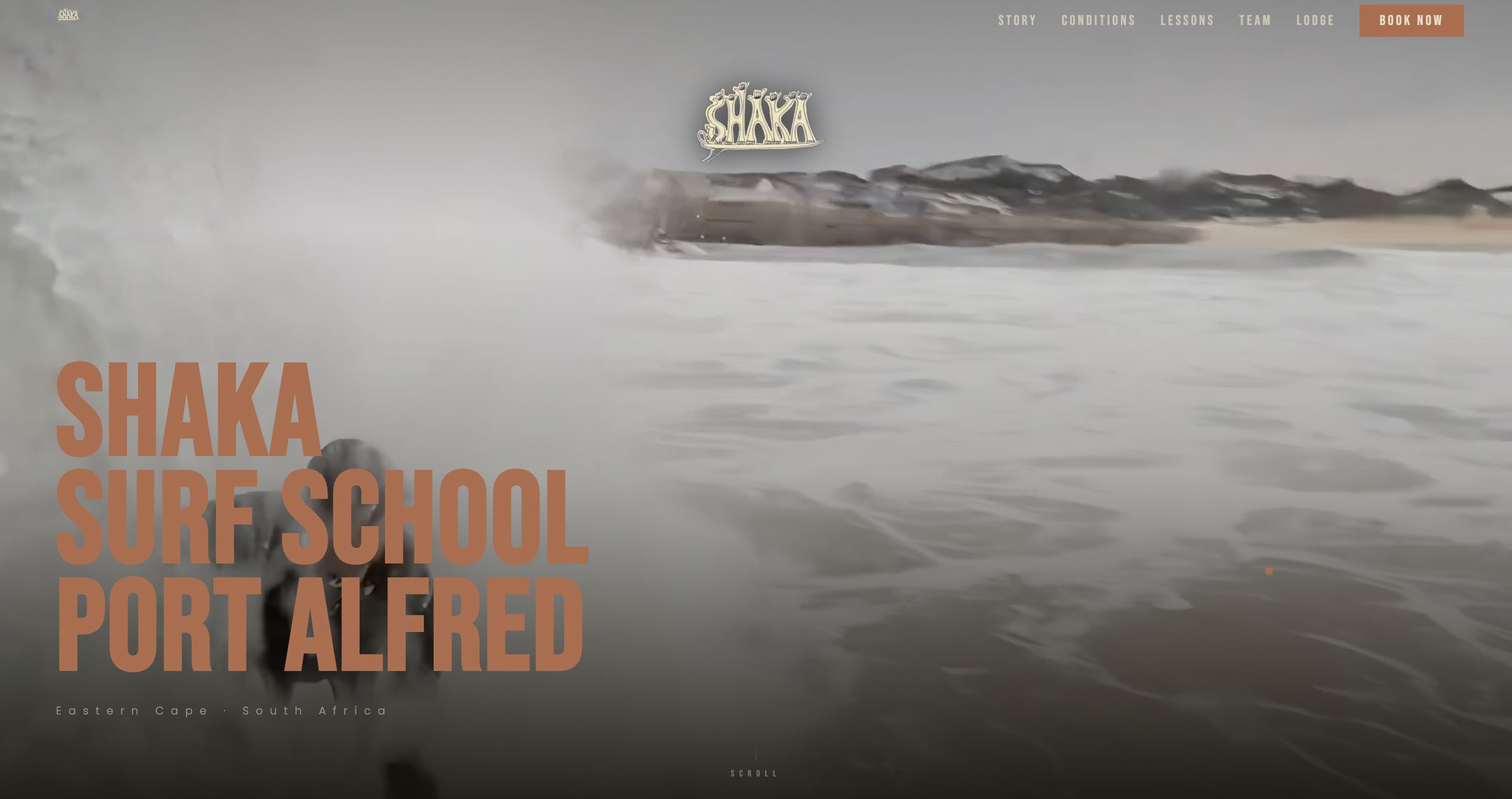 Shaka Surf School website hero