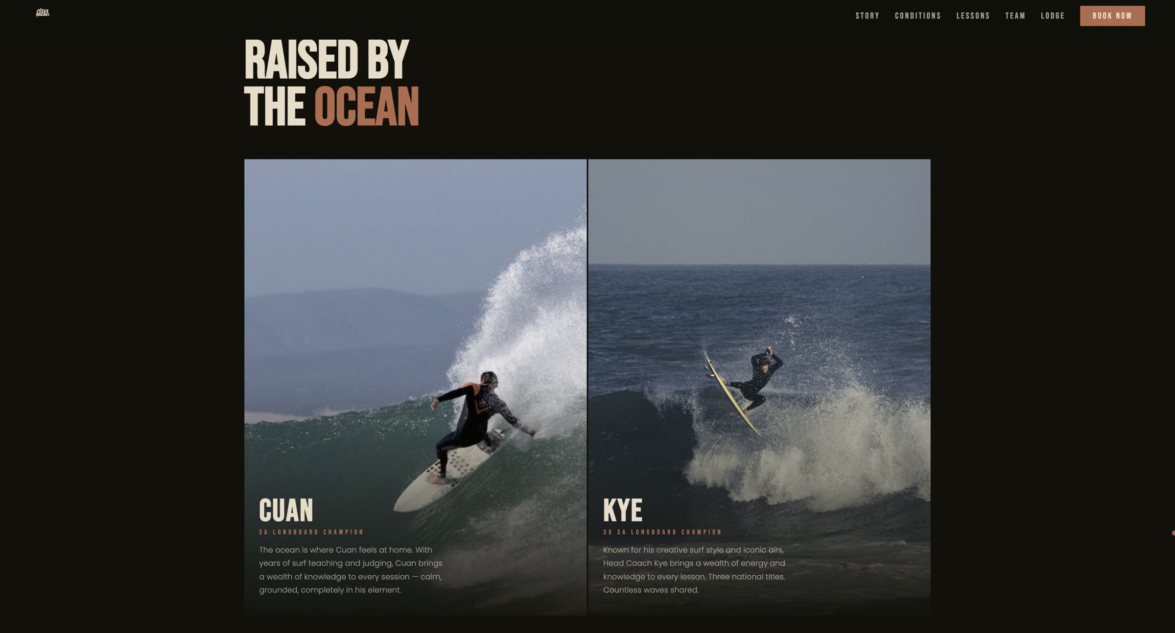Surf school team page Cuan and Kye